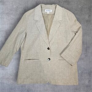 Norton McNaughton‎ Linen Blend Blazer Career Jacket Neutral Toned Size 12 H7